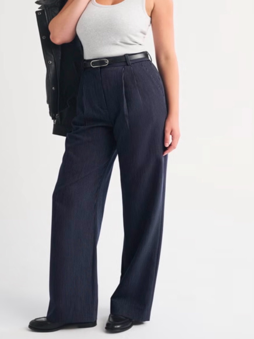 Abercrombie & Fitch Navy Wide-Leg Trousers